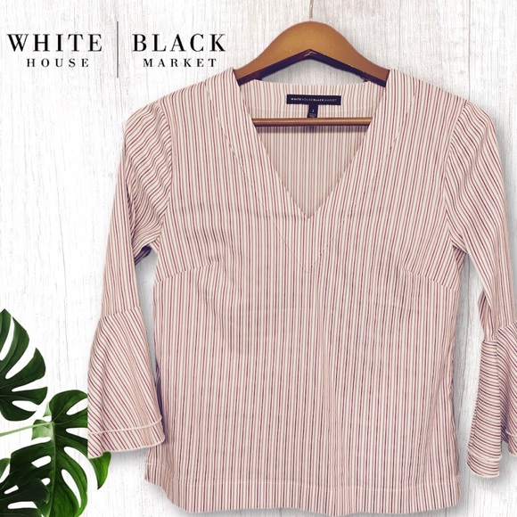 White House Black Market Tops - White House Black Market Striped Top 3/4 Sleeve SIZE 2 (T-0031)